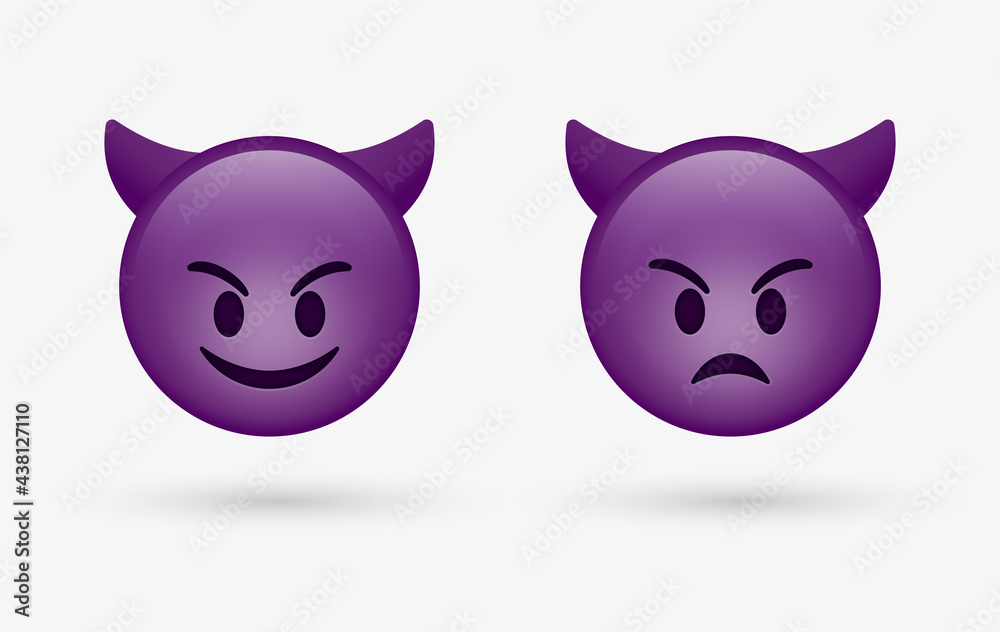 Stockvektorbilden D Devil Emoji Face Bad Evil Emoticon Smiling