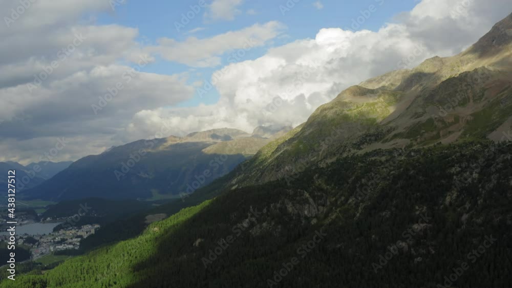 Flight in the Swiss Alps near St. Moritz.