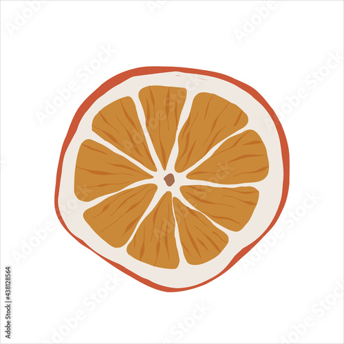 Dried orange slice, dehydrated dry citrus fruit, tea ingredient, vector illustration isolated on white background