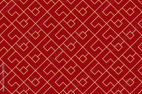 The geometric pattern with lines. Seamless vector background. Gold and red texture. Graphic modern pattern. Simple lattice graphic design