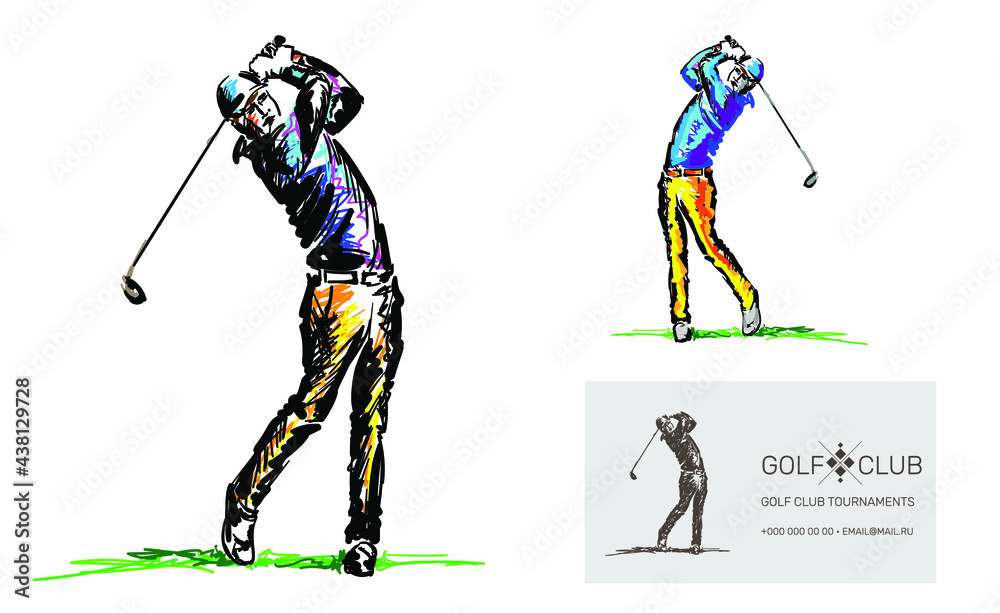 Fototapeta premium Golf player. Poster or business card template.