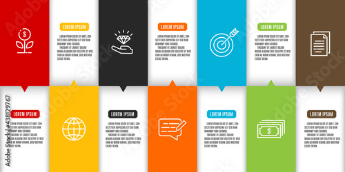 Vector  abstract square shape infographic template design element 7 step.