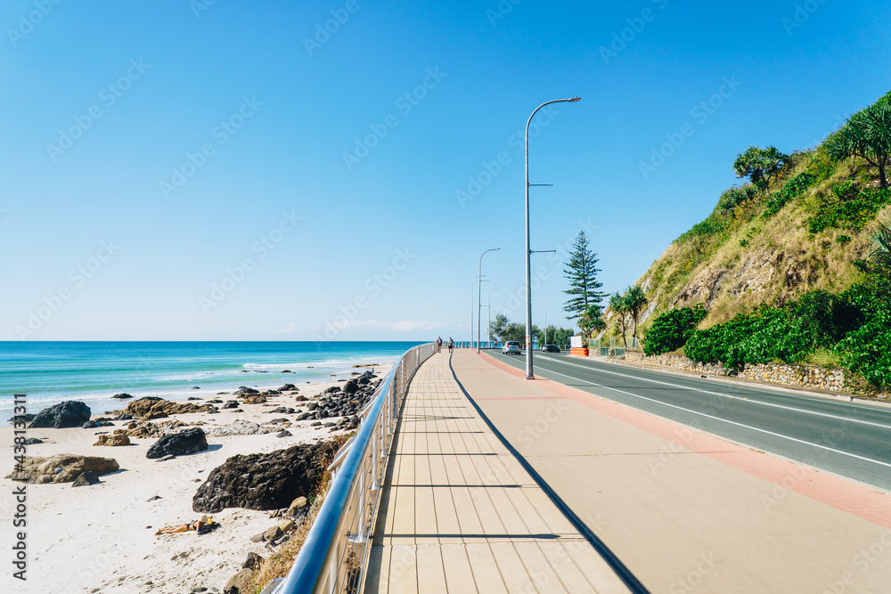 Kirra footpath and road towards Coolangatta on the Gold Coast