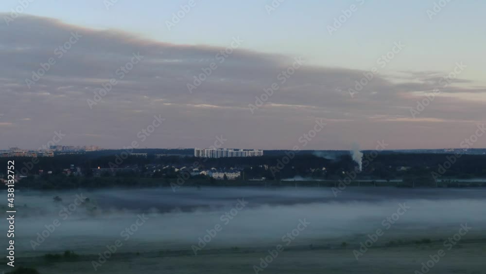 House in the forest with fog in the foreground House in the forest with fog in the foreground