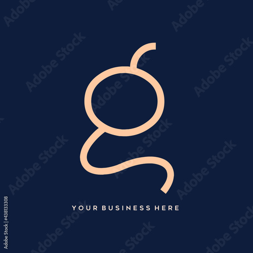 Letter g logo.Typographic icon.Lettering sign isolated on dark fund.Alphabet initial.Elegant, minimalist, decorative style lowercase character.