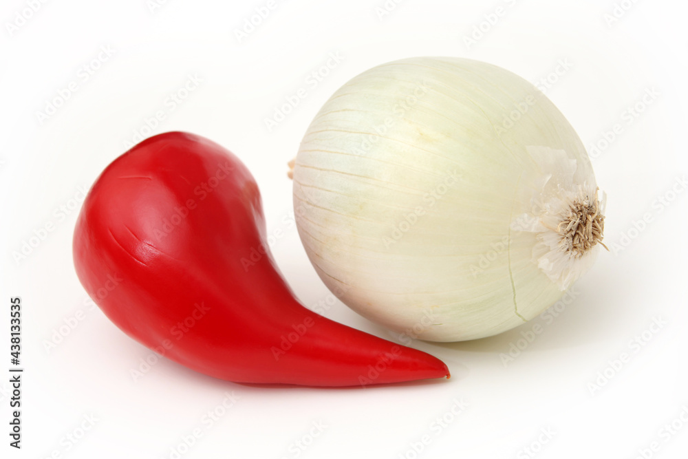 white onion and red capia pepper white onion and red capia pepper