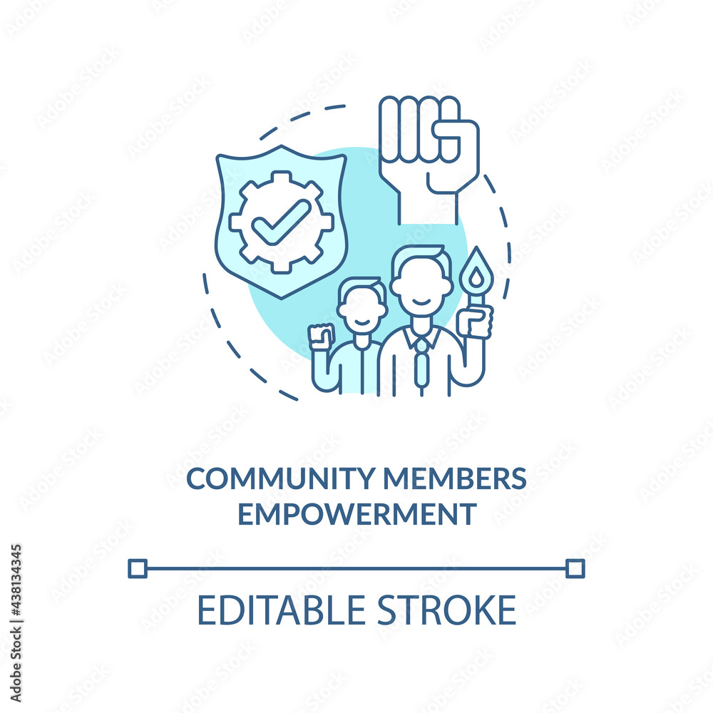 Community members empowerment concept icon. Developing civic engagement skills abstract idea thin line illustration. Gaining control over lives. Vector isolated outline color drawing. Editable stroke