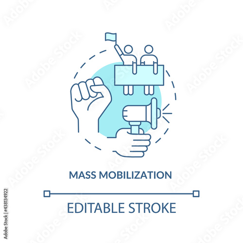 Mass mobilization concept icon. Community change strategy abstract idea thin line illustration. Strengthening community participation. Vector isolated outline color drawing. Editable stroke photo