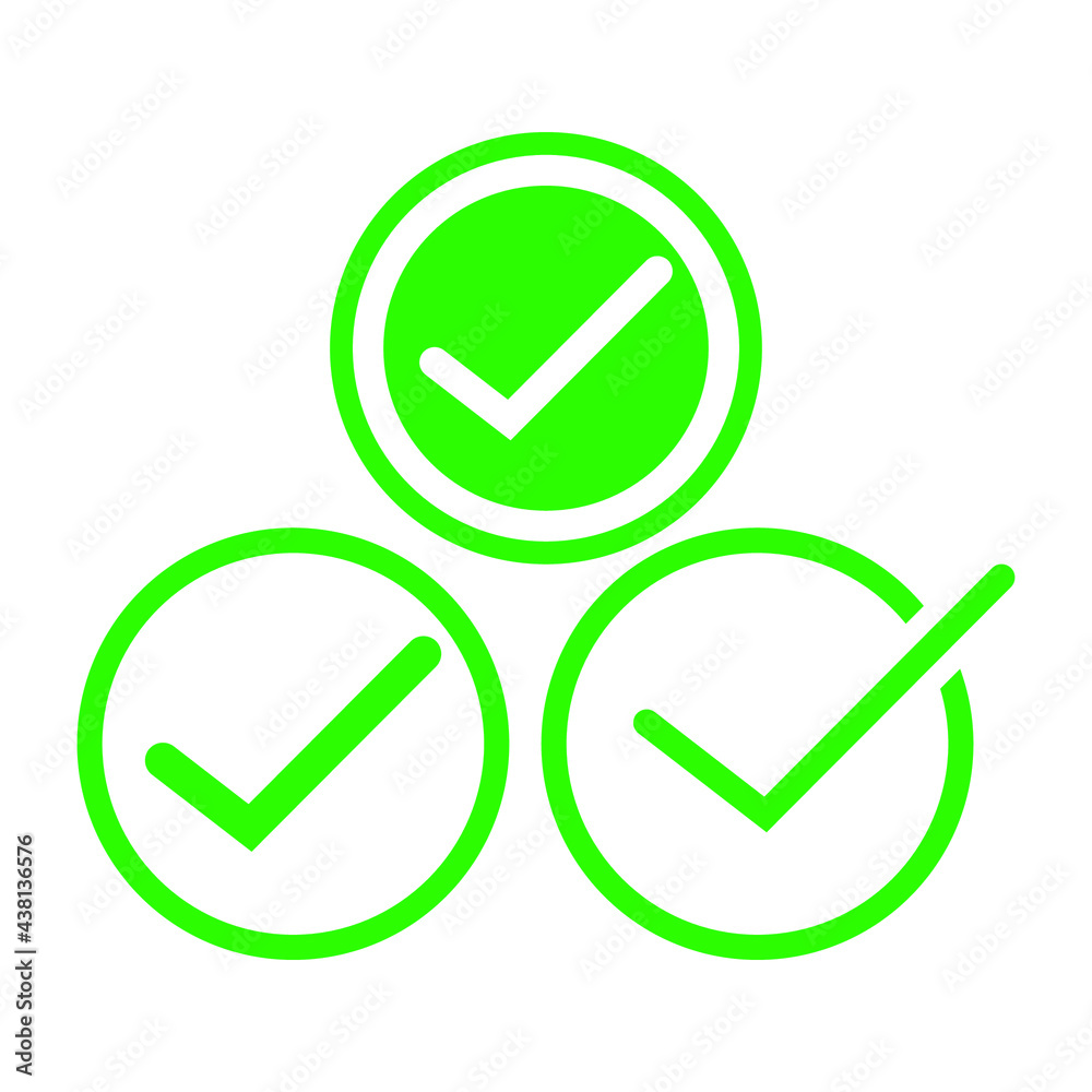 Check mark green line icons. Vector illustration Check mark green line icons. Vector illustration