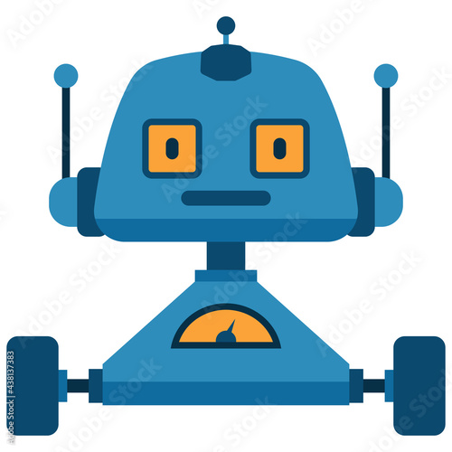 Cute robot toy vector cartoon character isolated on background.