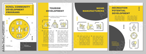 Tourism development brochure template. Niche manufacturers. Flyer, booklet, leaflet print, cover design with linear icons. Vector layouts for presentation, annual reports, advertisement pages