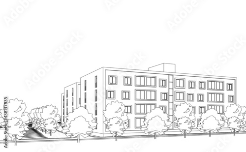 modern buildigs architectural drawing photo