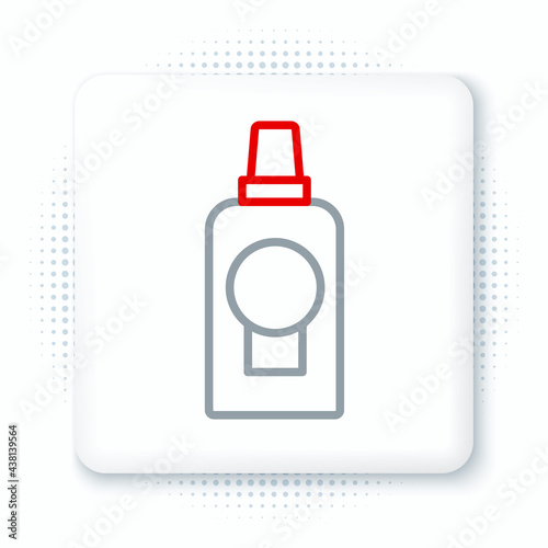Line Mouthwash plastic bottle icon isolated on white background. Liquid for rinsing mouth. Oralcare equipment. Colorful outline concept. Vector