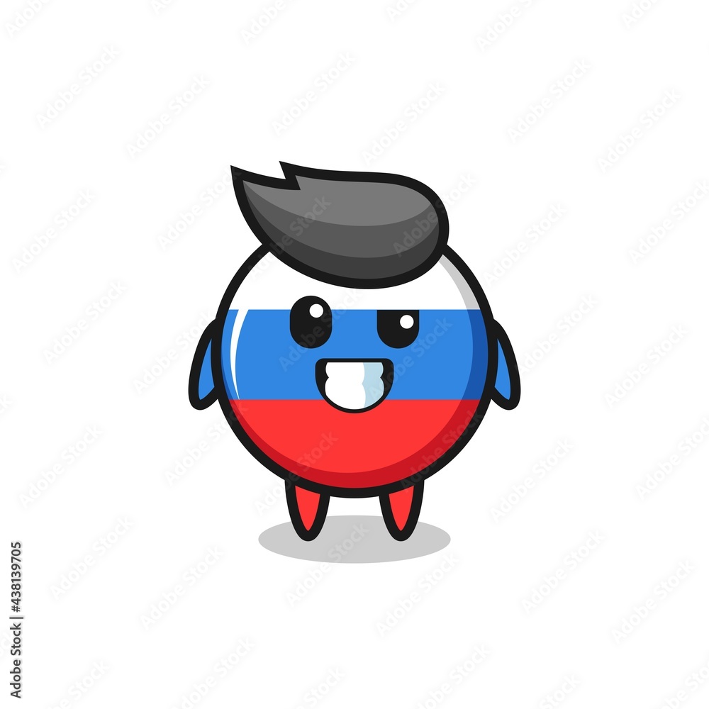 cute russia flag badge mascot with an optimistic face