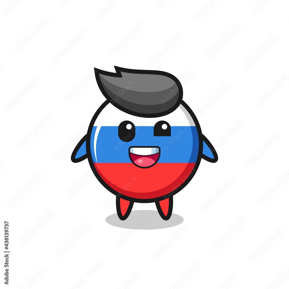 illustration of an russia flag badge character with awkward poses