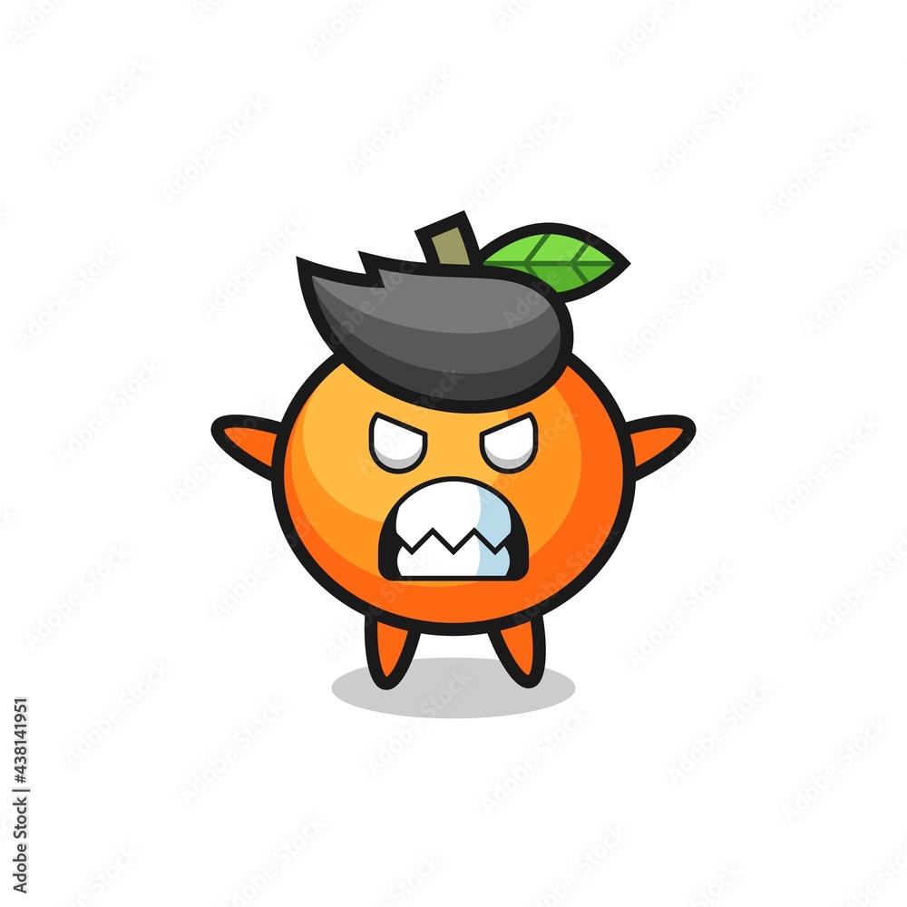 wrathful expression of the mandarin orange mascot character