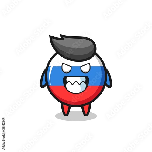 evil expression of the russia flag badge cute mascot character © heriyusuf