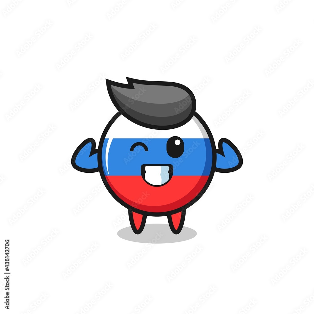the muscular russia flag badge character is posing showing his muscles