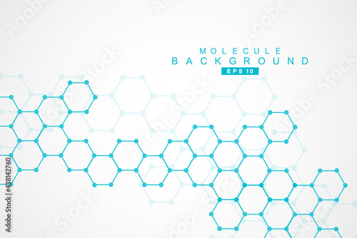 Hexagonal abstract background. Big Data Visualization. Global network connection. Medical, technology, science background. Vector illustration.