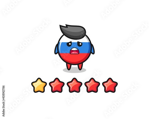 the illustration of customer bad rating, russia flag badge cute character with 1 star © heriyusuf