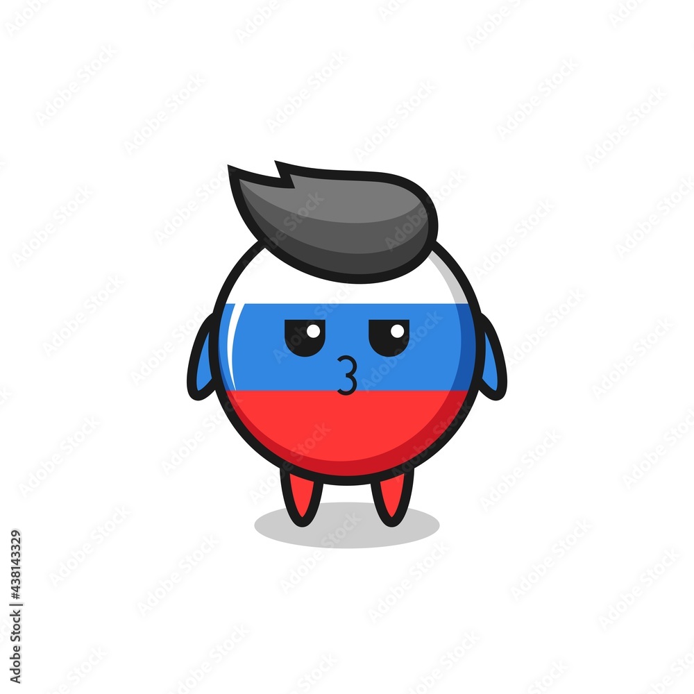 the bored expression of cute russia flag badge characters