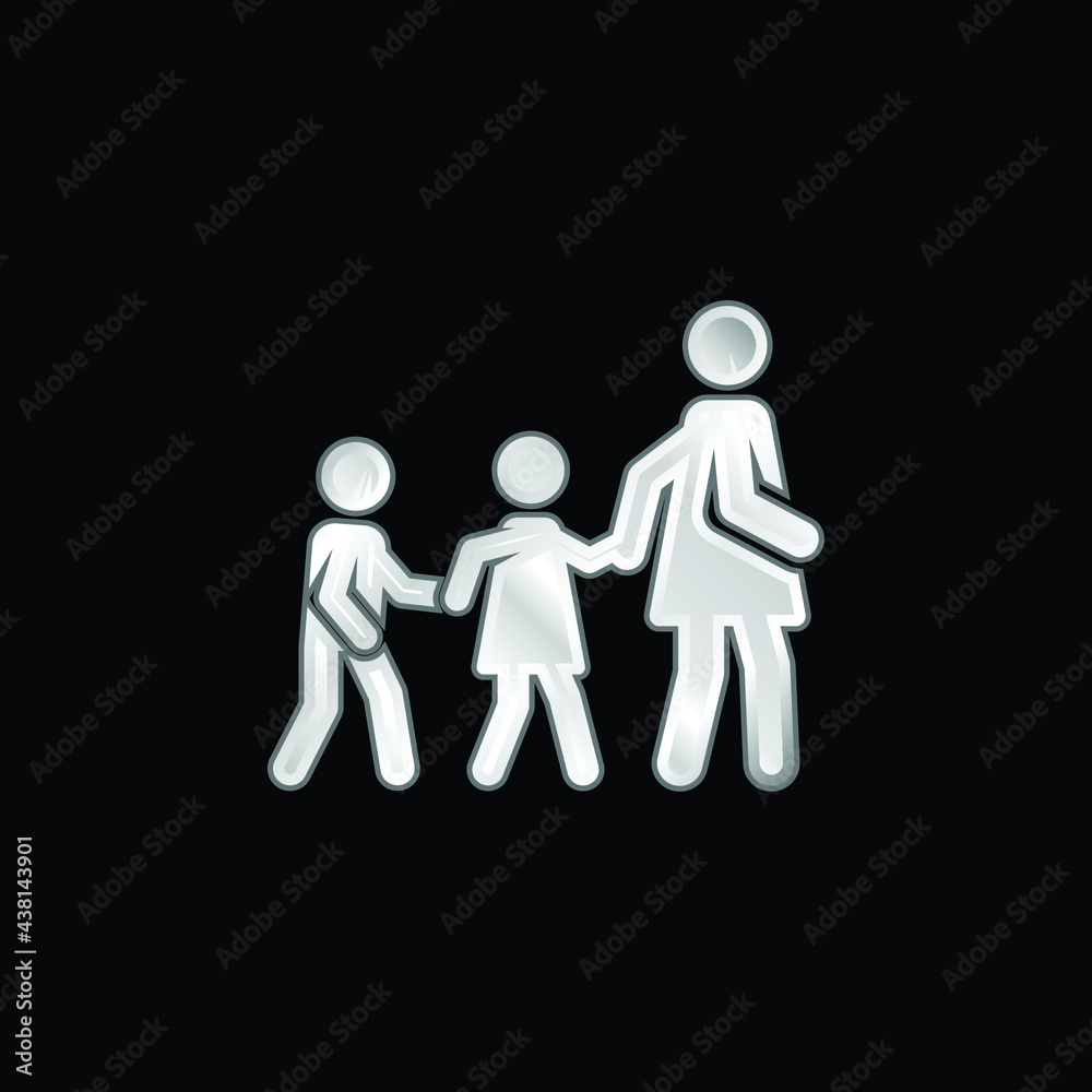 Babysitter silver plated metallic icon Babysitter silver plated metallic icon