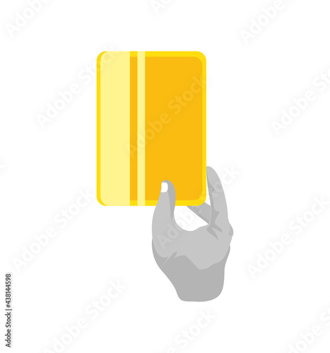 hand with yellow card
