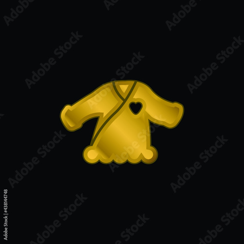 Baby Girly Top With Heart Shape gold plated metalic icon or logo vector