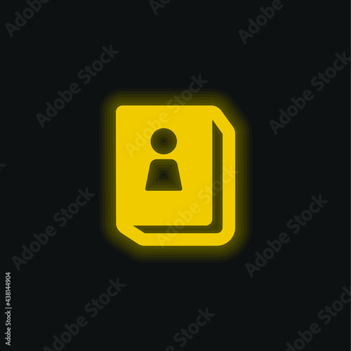 Address Book yellow glowing neon icon