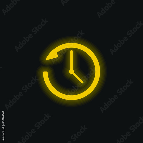 Anti Clockwise yellow glowing neon icon