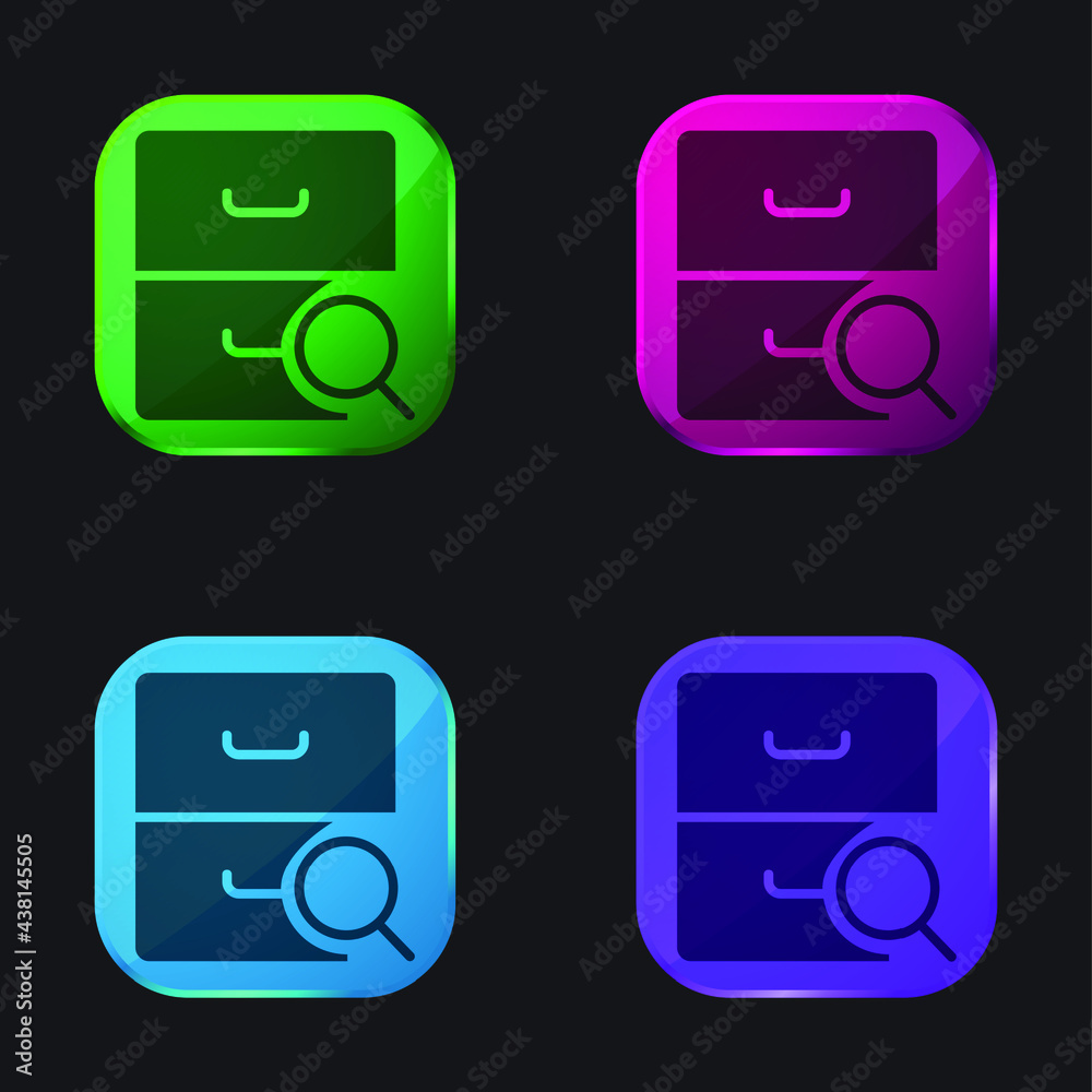 Archive four color glass button icon