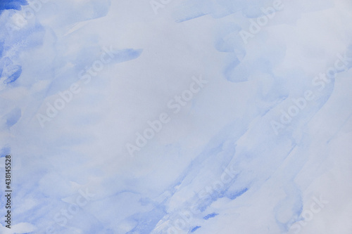 Blue sky cloudy wallpaper. Hand painted background. Effortless concept. Delicate texture.