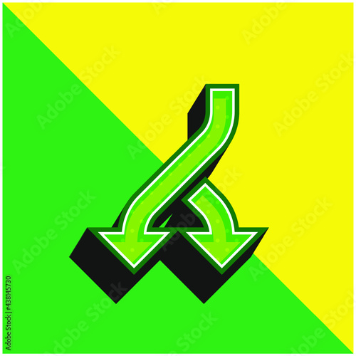 Bifurcation Arrow Green and yellow modern 3d vector icon logo