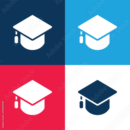 Big Mortarboard blue and red four color minimal icon set