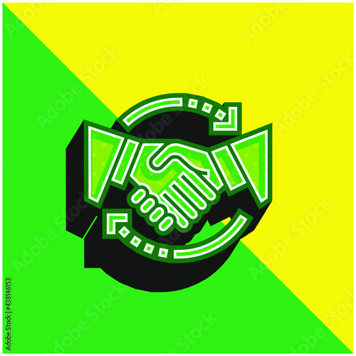 Agreement Green and yellow modern 3d vector icon logo
