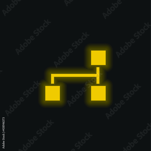 Block Scheme Of Three Black Squares yellow glowing neon icon