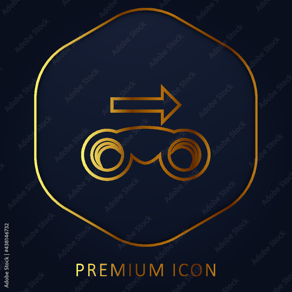 Binoculars With Right Arrow golden line premium logo or icon Binoculars With Right Arrow golden line premium logo or icon