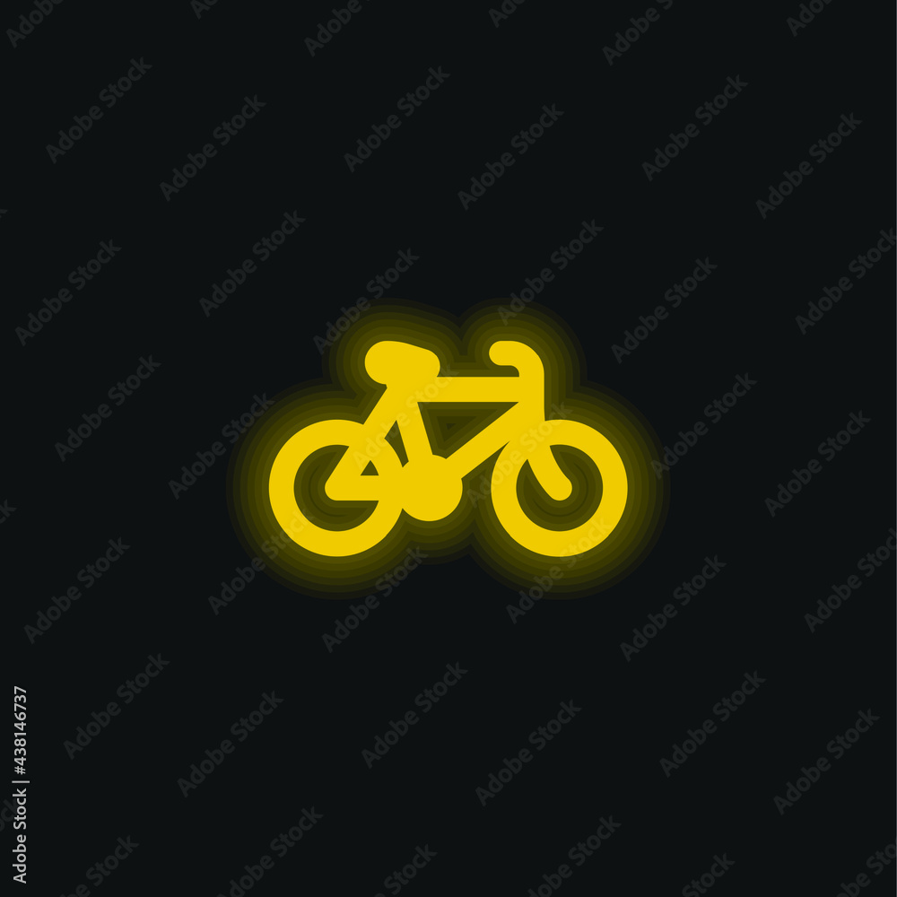 Bicycle yellow glowing neon icon Bicycle yellow glowing neon icon