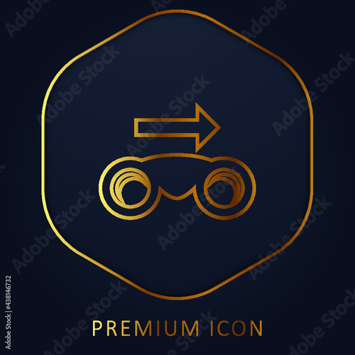 Binoculars With Right Arrow golden line premium logo or icon