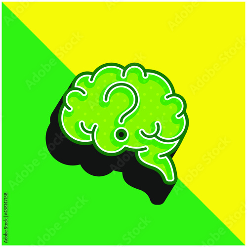 Brain Green and yellow modern 3d vector icon logo