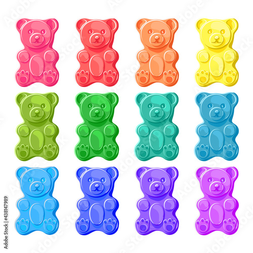 rainbow gummy bears vector set