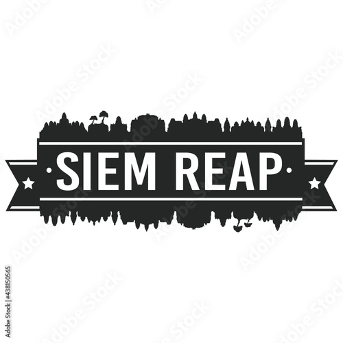 Siem Reap Cambodia. Skyline Silhouette City. Cityscape Design Vector. Famous Monuments Tourism.