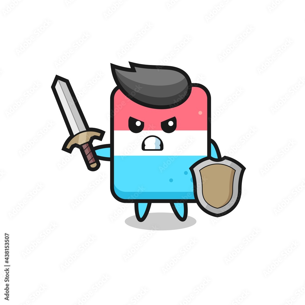 cute eraser soldier fighting with sword and shield cute eraser soldier fighting with sword and shield