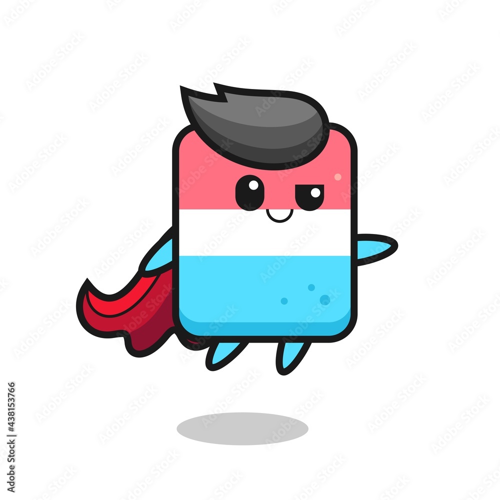 cute eraser superhero character is flying