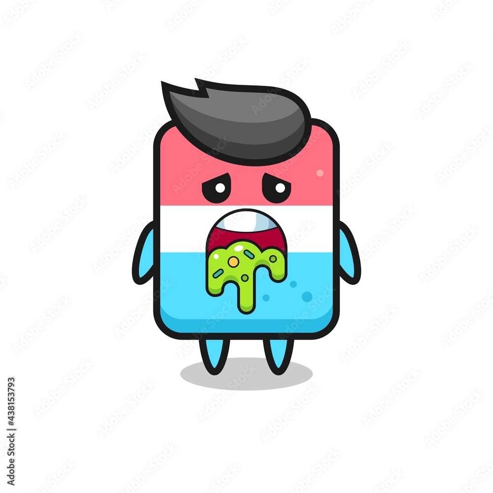 the cute eraser character with puke