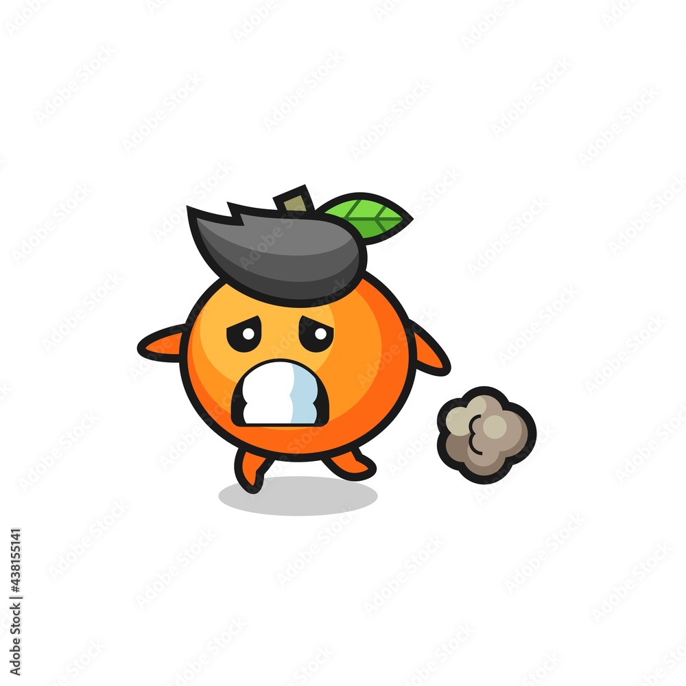 illustration of the mandarin orange running in fear