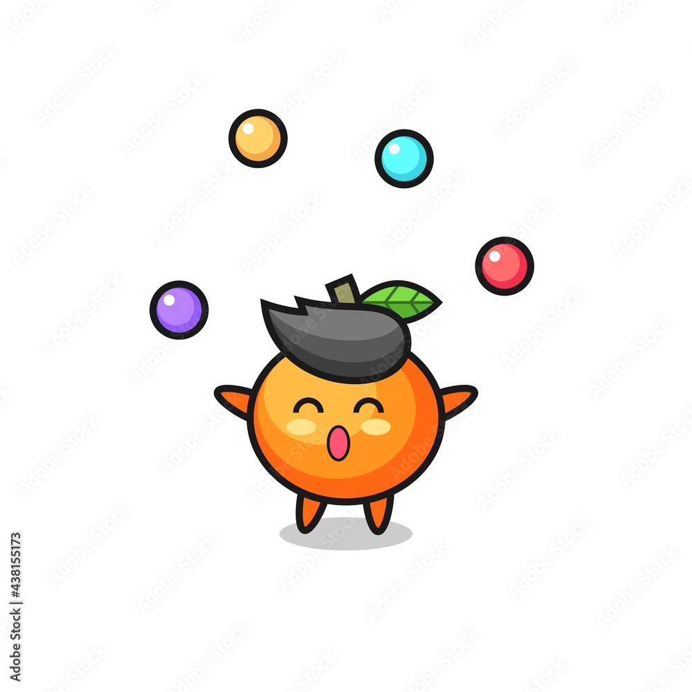 Fototapeta premium the mandarin orange circus cartoon juggling a ball