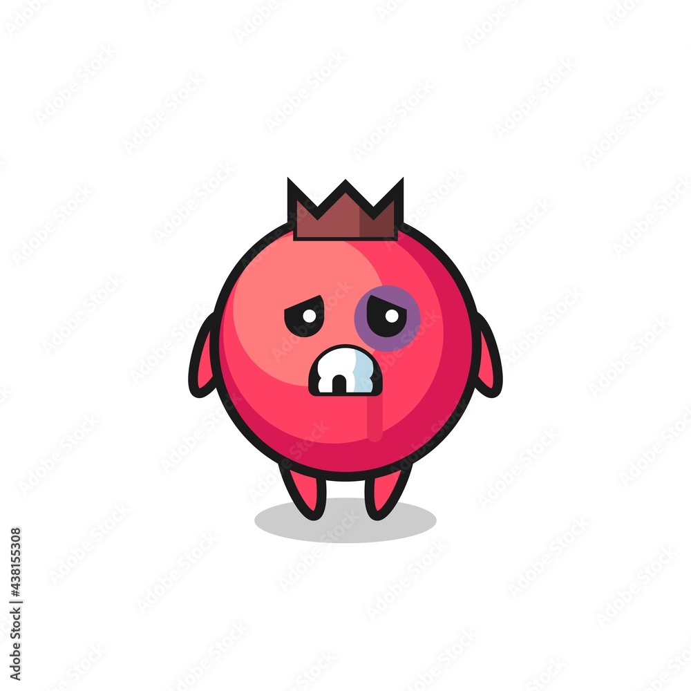 injured cranberry character with a bruised face injured cranberry character with a bruised face