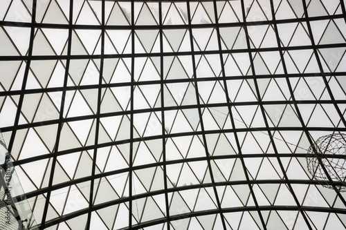 Glass roof of a supermarket, background.