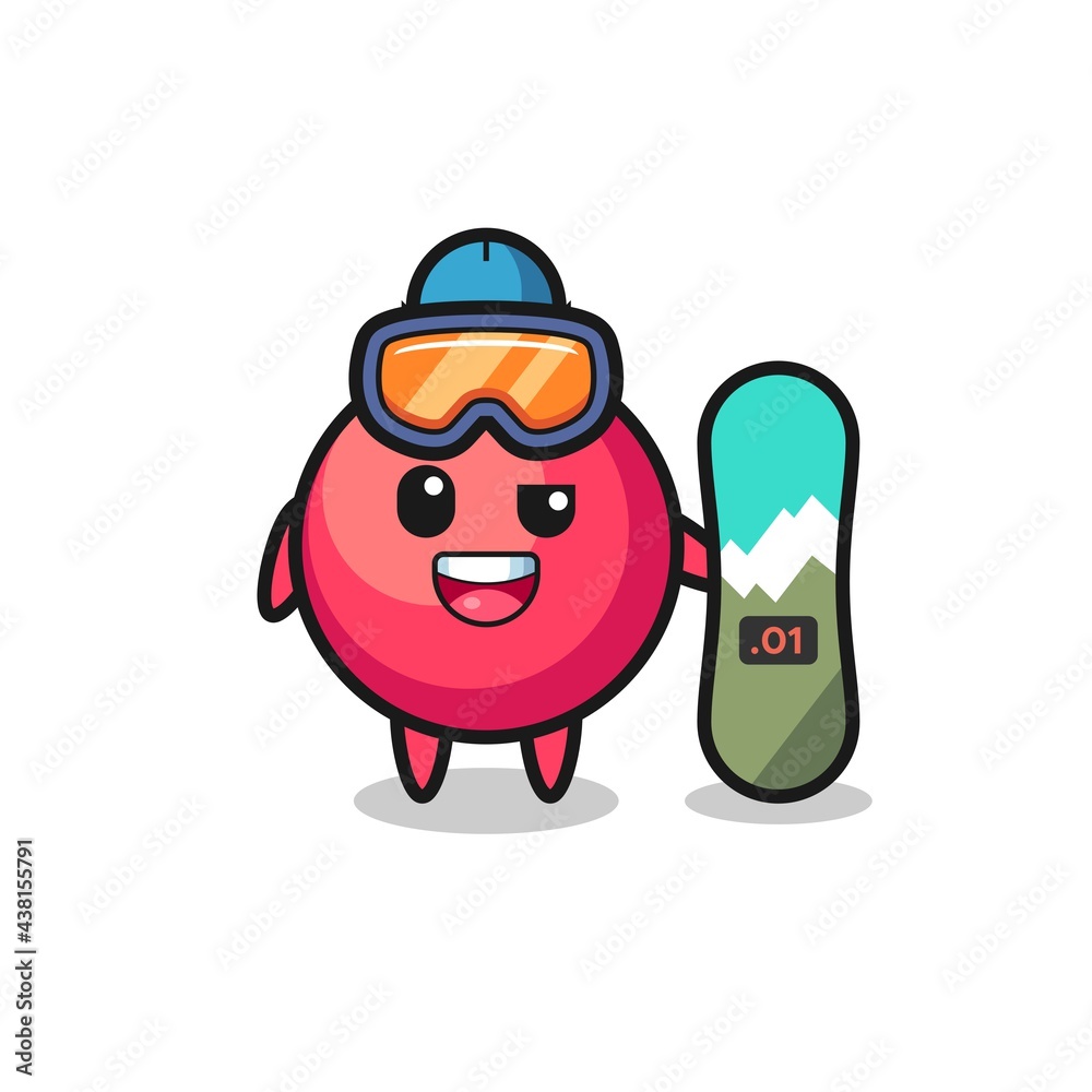Illustration of cranberry character with snowboarding style